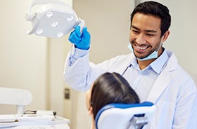 Dentist getting ready to perform an examination
