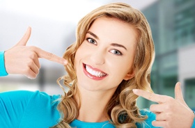 woman showing perfect teeth