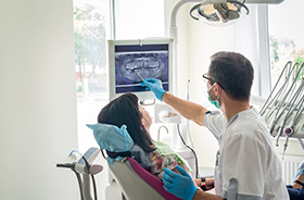 Woman receiving 3D CT scan