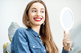 Woman with beautiful smile and tooth-colored fillings in Hamden