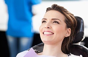 Smiling woman in dental chair