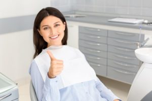 Patient giving thumbs up after bone graft in Hamden